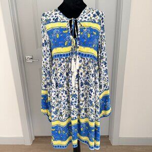 R.Vivimos Midi Dress Size M Floral Print Cottagecore Boho Peasant Festival